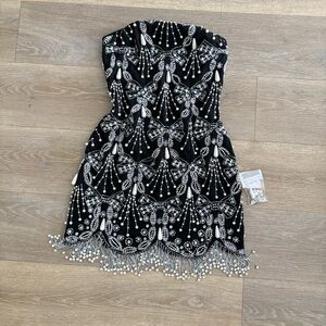 ASOS LUXE
Black and White Beaded mini Dress